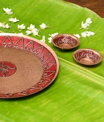 Ekibeki-Diya & Pooja Thali | Archana | Copper Enamel  Combo