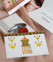 Ekibeki-Set of 6 Lantern Handmade Gift Cards in Chitrakathi