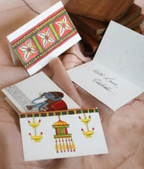 Ekibeki-Set of 6 Lantern Handmade Gift Cards in Chitrakathi