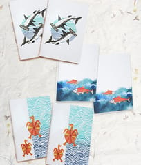 Ekibeki-Notebooks "Ocean Series" Set of 6 Patchitra Softbound A6 size