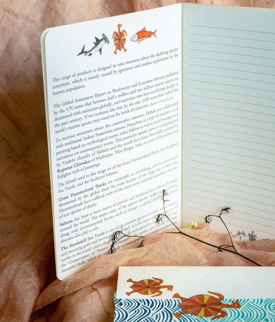 Ekibeki-Notebook "Ocean Series" Hawksbill Sea Turtle in Patchitra Softbound (Single)