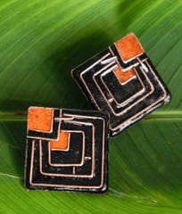 Ekibeki-Diamond Copper Enamel Stud Earrings