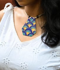 Ekibeki-Retro Rainbow Copper Enamel Diamond Shape Pendant