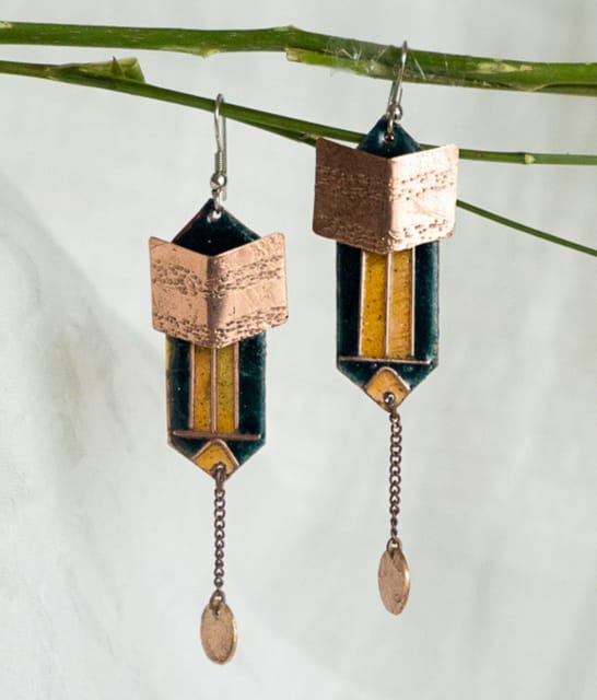 Ekibeki Naked Quartz Copper Enamel Dangler (1 Pair)