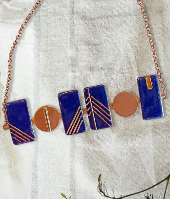 Ekibeki Prairie Blue Copper Enamel Necklace (1Pc)