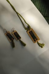 Ekibeki - Jharokha Golden Grass Necklace and Earring Green Set