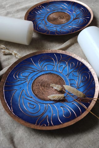 Ekibeki - Lakire Koyari Blue Wallplate cum Candle Holder