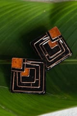 Ekibeki - Ekibeki Diamond Copper Enamel Stud Earrings (1 Pair)