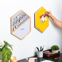 IVEI Hexagon Whiteboard, Metal board and Pinboard - Set of 2 - Yellow