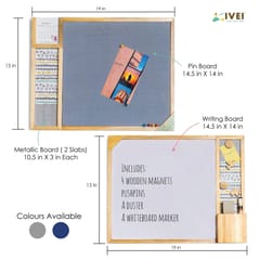 IVEI Metal board, Pinboard, Whiteboard with Calendar - Set of 2- Dark Blue