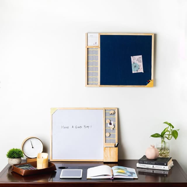 IVEI Metal board, Pinboard, Whiteboard with Calendar - Set of 2- Dark Blue