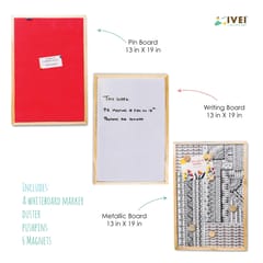 IVEI Whiteboard, Metal board & Pin Board (Big) - Set of 3 - Pink