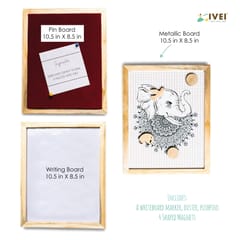 IVEI Whiteboard, Metal board & Pin Board (Small) - Set of 3 - Wine