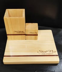 IVEI Pine Wood Quote Penstand , Paper weight and Mouse Pad combo