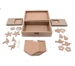 IVEI MDF Box Pack with 2 Pair Earrings, Cut outs, Toran and 2 Photo magnet