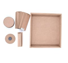 IVEI DIY MDF Rectangular Tray Pack with 4 Coaster with stand, 10 Round Magnets and 10 Bookmarks