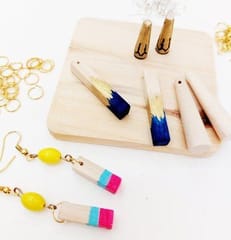 IVEI WOODEN 3D EARRINGS CUBOIDS & CONES - SET OF 8