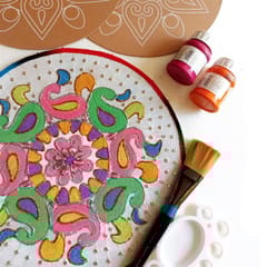 IVEI MDF DIY Rangoli plates- Set of 3, with Pre-drawn design (Circle)
