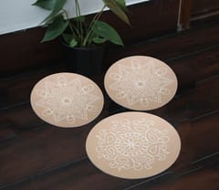 IVEI MDF DIY Rangoli plates- Set of 3, with Pre-drawn design (Circle)