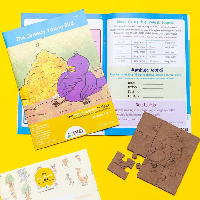 IVEI - The Greedy Young Bird - Workbook and DIY puzzle - 4 to 7 yrs