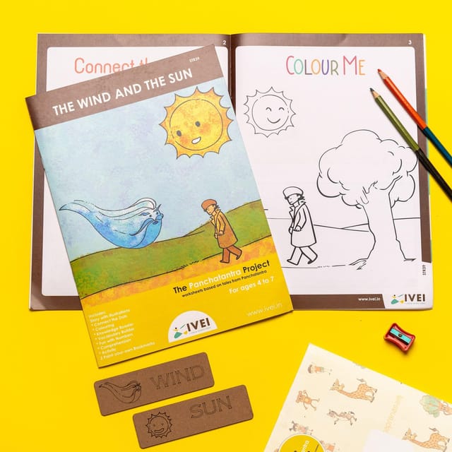 IVEI The Wind and the Sun - Workbook and 2 DIY Bookmarks - 4 to 7 yrs