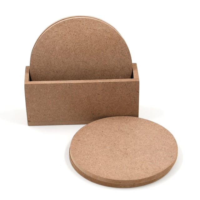 IVEI MDF Round Coasters with Vertical Holder