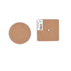 IVEI MDF Wood Sheet Square and Round Craft Magnet - Set of 20 - 2 in X 2in X 3 mm