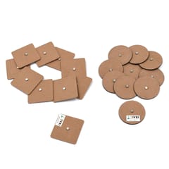IVEI MDF Wood Sheet Square and Round Craft Magnet - Set of 20 - 2 in X 2in X 3 mm