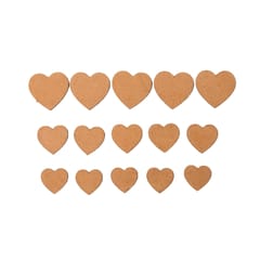 IVEI MDF Heart Cutouts/Embellishment - DIY Set of 15