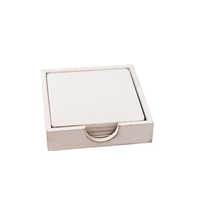IVEI MDF Coasters with Holder (with Primer)