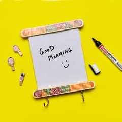 IVEI Wooden Fridge Magnet with a whiteboard and hooks [Geometric Pattern]