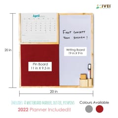 IVEI Whiteboard and Pinboard with Planner - Wine