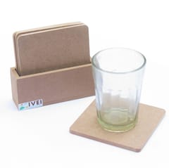 IVEI MDF Square coasters (3.5in X 3.5in) with vertical Holder- set of 4
