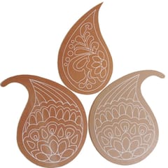 IVEI MDF DIY Rangoli plates- Set of 3, with Pre-drawn design (Paisley)