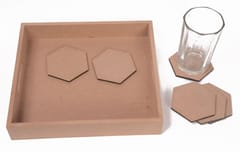 IVEI MDF Tray with Shaped Coaster (Set of 6)