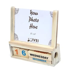 IVEI Wooden Desk Calendar with Photo Frame