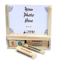 IVEI Wooden Desk Calendar with Photo Frame