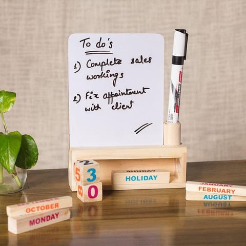 IVEI Wooden Desk Calendar with White Board