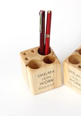 IVEI Wooden Pen Stand Cube - Dream Plan Work