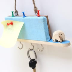 IVEI Wooden Key Holders With Pin Board - Blue Elephant