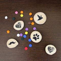 IVEI Circular Heart, Bird, paw, Moustache Wooden Magnets (set of 5)