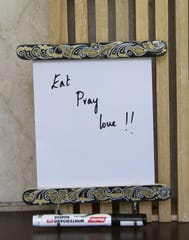 IVEI Hand painted Wooden Fridge Magnet with Whiteboard and Hooks - Mehendi art
