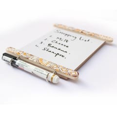 IVEI Hand Painted Wooden Fridge Magnet with Whiteboard and Hooks - Chowk art