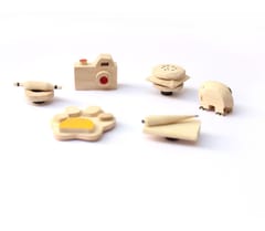 IVEI Cute Wooden Miniature Magnets - set of 6