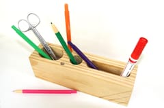 IVEI Sleek Pine Wood Rectangular Pen Stand
