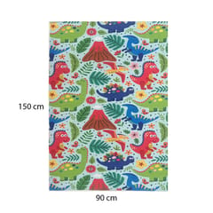 Mona B Printed Dino Kids Room Dhurrie Carpet Rug Runner Floor Mat for Living Room Bedroom: 3 X 5 Feet Multi Color