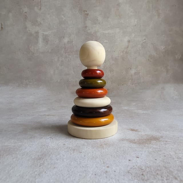 GulabTribe - Wooden Ring Stacker Game