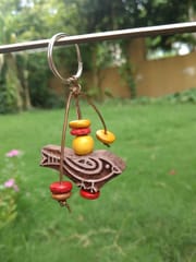 Hand Carved Wooden Keyring Sparrow