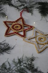 Ekibeki (Set of 2) Golden Grass Christmas Stars (Red & White)
