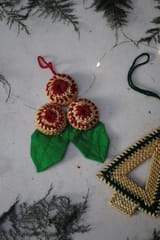 Ekibeki (Set of 2) Golden Grass Christmas Tree & Holy Leaves (Red & Green)